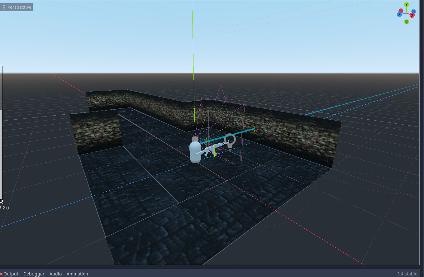 A 3D Dungeon in Godot editor.